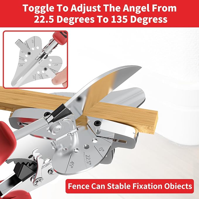 GARTOL Ratchet Miter Shears 22.5°–135° Adjustable; Precision Angle Cutter with Spare SK5 Blade for Quarter Round, Shoe Molding, PVC, MDF & Soft Wood; Labor-Saving Trim Tool with Safety Lock