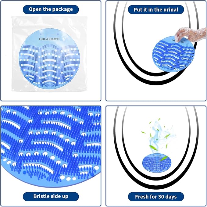 Urinal Screen Deodorizer(50 pack), Anti-Splash Urinal Screens Cakes with Long-Lasting Fragrance for Men Toilet Bathroom Airport Office Mall Hotel (25 Blue, 25 Orange)