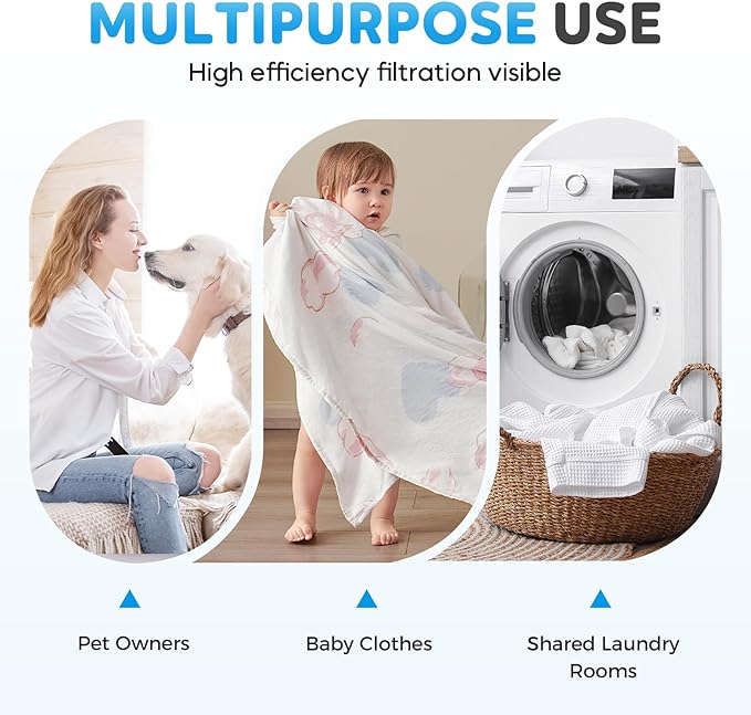 Washing Machine Hair Filter Mesh Bags, Floating Hair Filtering Mesh Removal, Pet Hair Remover for Laundry, Lint Catcher for Washing Machine, Reusable Washer Lint Catcher for Dog & Cat Hair (6, Pink)