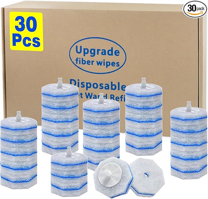 30 Count Toilet Bowl Wand Refills for Clorox, Disposable Toilet Bowl Wand Refill Compatible with Clorox Toilet Bowl Wand Clean System, Upgrade Fiber Bowl Cleaner Brush for Closestool Cleaning.