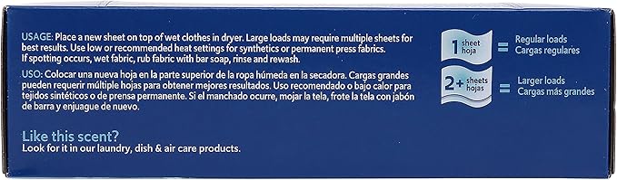 Clorox Fraganzia Fabric Softener Dryer Sheets Wrinkle Reducing Anti Static Laundry Dryer Sheets Great Smelling Clothes Softens Fabrics Fresh Ocean Scent 80 Count Single Box Home Dorm Laundry Room