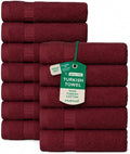 SALBAKOS 12-Piece 100% Turkish Cotton Washcloths and Face Towels, Wine | 13x13 in Standard Size Small Towel, Multi-use Bathroom & Kitchen, Thick Super Soft Absorbent Durable, Oeko-Tex Made in Turkey