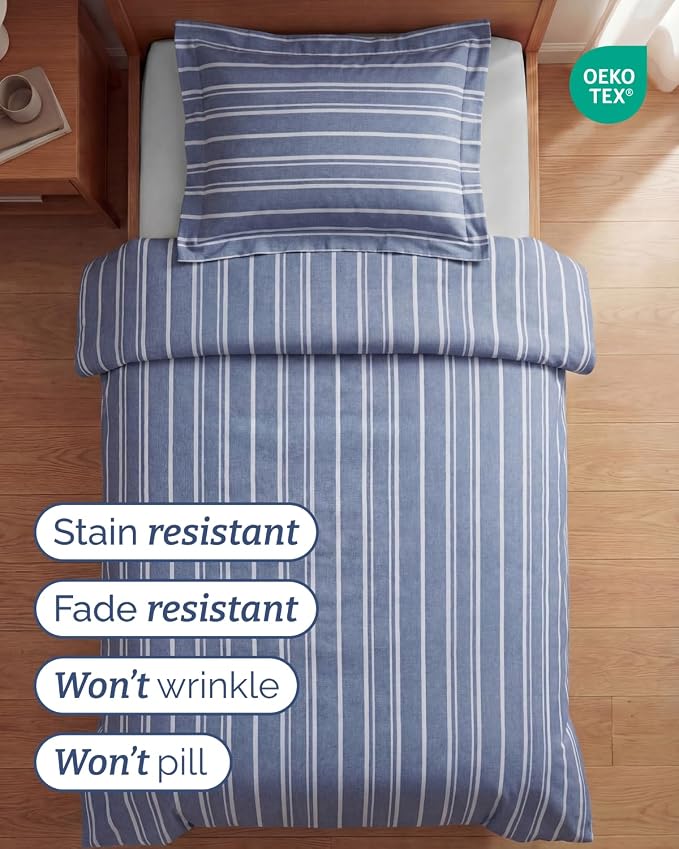 Duvet Cover Queen Size Set - Extra Soft Queen Duvet Cover 90" x 90" with 2 Pillow Shams for Women, Men, Kids & Teens - Hotel Luxury w/ Zipper Closures & Ties - Comfy, Cozy & Breathable (Beige Stripes)