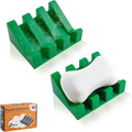 Self Draining Soap Dish Holder,Silicone Soap Dish,for Bathroom,Kitchen, Sponges，Can Extend Soap Life，Keep Soap Bars Dry and Easy Cleaning (Deep Green,2-Pack)
