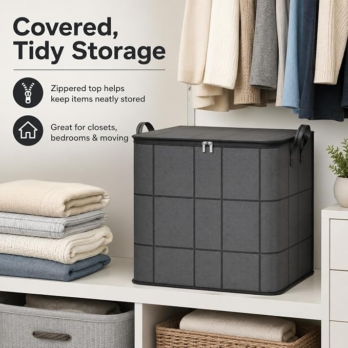 180L Portable Moving Storage Bags, XXL Foldable Storage Bag with Reinforced Handles, Zippered Organizer for Quilts, Bedding & Sweaters,Large Capacity Fabric Bag for Closet & Moving Day，2PCS Large