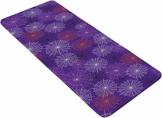 Purple Halloween Bathroom Runner Rugs Non Slip Washable Absorbent Narrow Long Bath Mat Red Black White Net Halloween Runner Rugs for Kitchen Hallway Bedroom Laundry Study Room 19.7"x63"