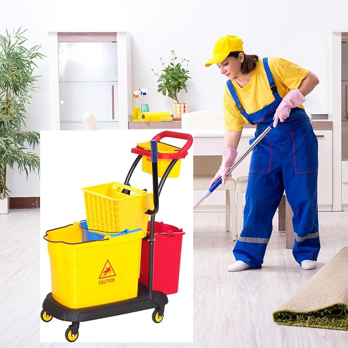Sasylvia Yellow Mop Wringer Replacement Down Press Mop Bucket Wringer Industrial Cleaning Accessories for Commercial Floor Mopping Buckets Restaurant Supplies, 26quart or 33 Quart(Side Press)