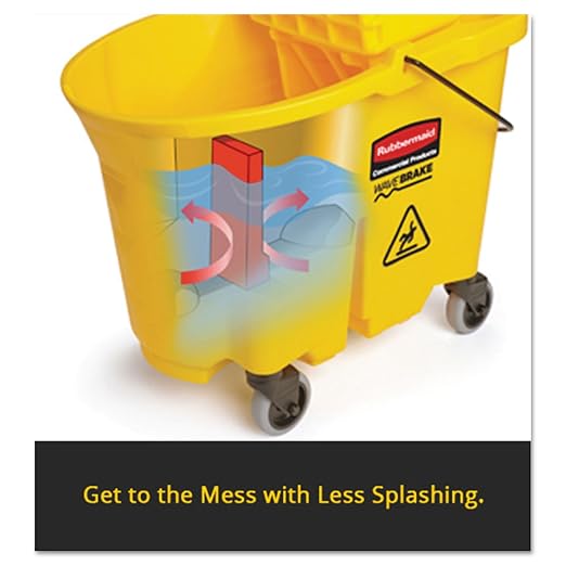 Rubbermaid Commercial Products WaveBrake 35 QT Side-Press Mop Bucket and Wringer Combo on Wheels with Dirty Water Bucket, Black, for Heavy-Duty Floor Cleaning