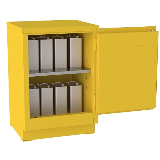Jamco 12 Gallon Steel Flammable Safety Cabinet, Manual Doors, Yellow | Under-Counter Steel Flammable Storage Cabinet, Lockable Doors, 24"W X 22"D X 35"H, Osha & Fm Certified, Made In Usa