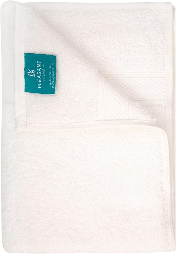 Pleasant Home Bath Towels Set of 6 (24” x 50”) 100% Cotton, 515 GSM | Lightweight, Soft & Highly Absorbent Luxury Towels for Bathroom | for Gym, Pool & Spa | 6 Pack, White