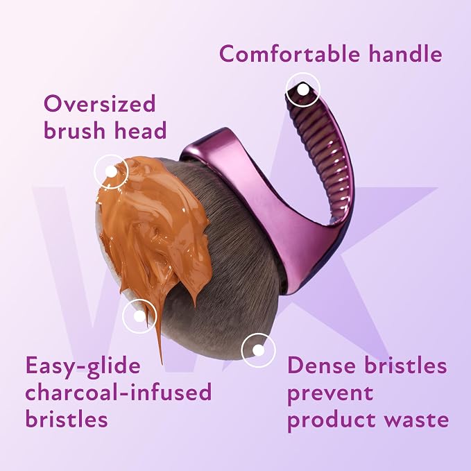 Westmore Beauty Blend & Blur Extra Large Kabuki Leg & Body Makeup Brush - Full Body Coverage Perfector & Self Tanner Blending Brush with Vegan Ultra-Soft Dense Bristles for All Skin Types, Purple