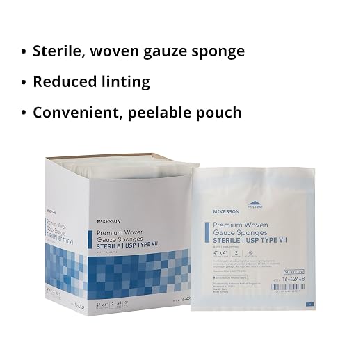 McKesson Premium Woven Gauze Sponges, Sterile, 8-Ply, USP Type VII, 100% Cotton, 4 in x 4 in, 2 per Pack, 600 Packs, 1200 Total