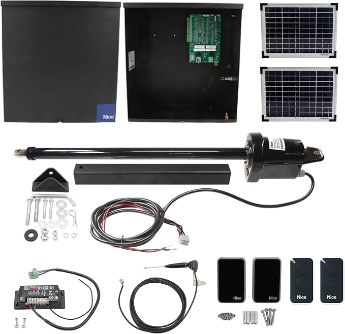 Apollo 1500 Single Swing Gate Opener Kit – Dual 5W Solar Panels, 2 Remotes, Photocell & Receiver for Residential & Light Commercial Use