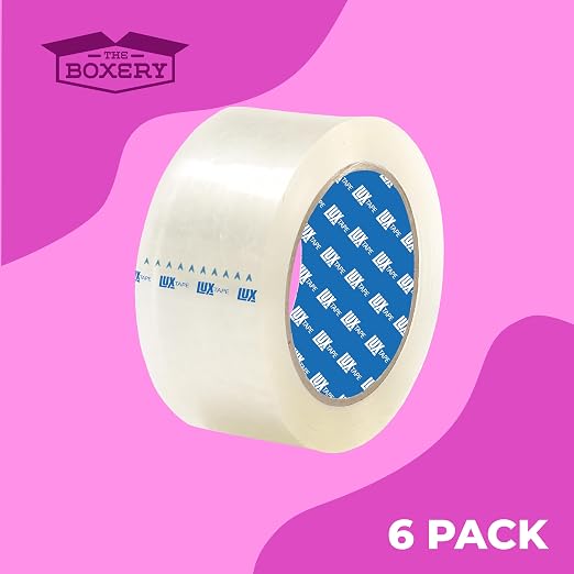 The Boxery 2" x 110 Yards Clear Packing Tape – 6 Roll Carton – Warehouse Grade Adhesive for Shipping, Moving & Packaging – Standard Strength 1.85 Mil Box Sealing Tape