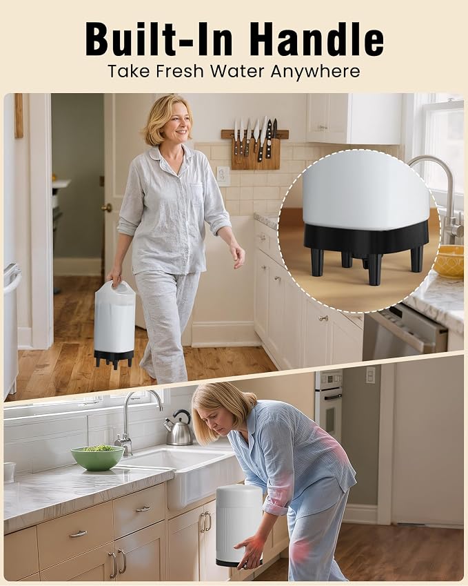 Automatic Dog Water Bowl Dispenser - with Filter 2.4 Gallon Stainless Steel Gravity Pet Water Feeder with Ergonomic Handle Design Anti Splash Drinking Bowl Easy to Clean Multi Pet Use