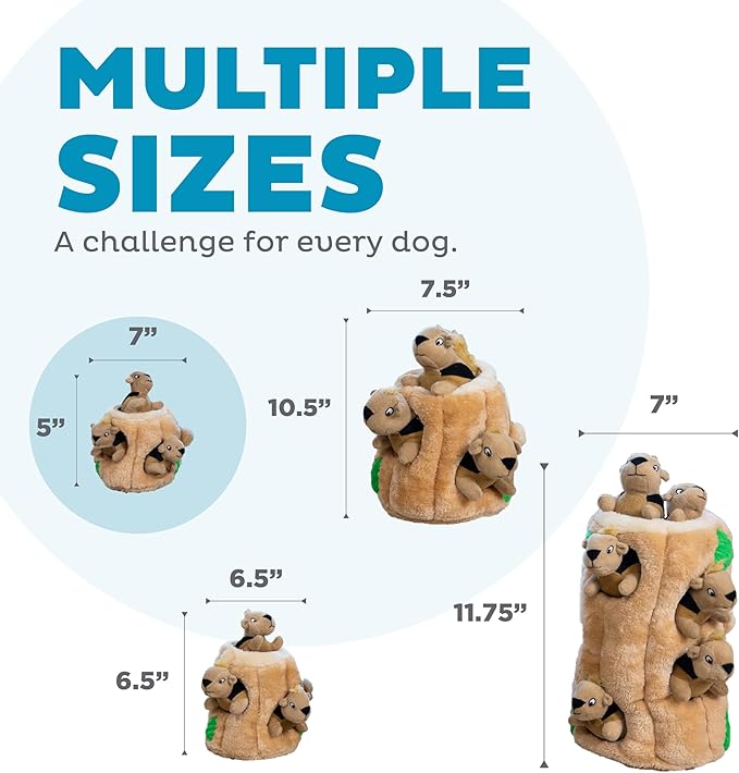 Outward Hound Hide-A-Squirrel Dog Toy – Interactive 2‑in‑1 Plush Puzzle with 3 Squeaky Removable Squirrels, Small
