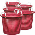 Large, Heavy Duty Fish Baskets, Maroon, White Handles, Made in USA, 5-Pack