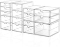 Makeup Drawer Storage Organizer with 16 Drawers, 4 Set Acrylic Office Desk Organization and Storage, Dustproof Drawer Organizer for Makeup, Office, Countertop, Jewelry, Pen, Desktop, Bathroom, Bedroom