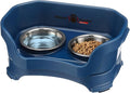 Neater Pet Brands Neater Feeder Deluxe Mess Proof Cat Bowls Elevated, Made in USA, No Spill Raised Bowls for Indoor Cats, Stainless Steel Food and Water Bowl Set, Pet Dish Feeding Station, Dark Blue