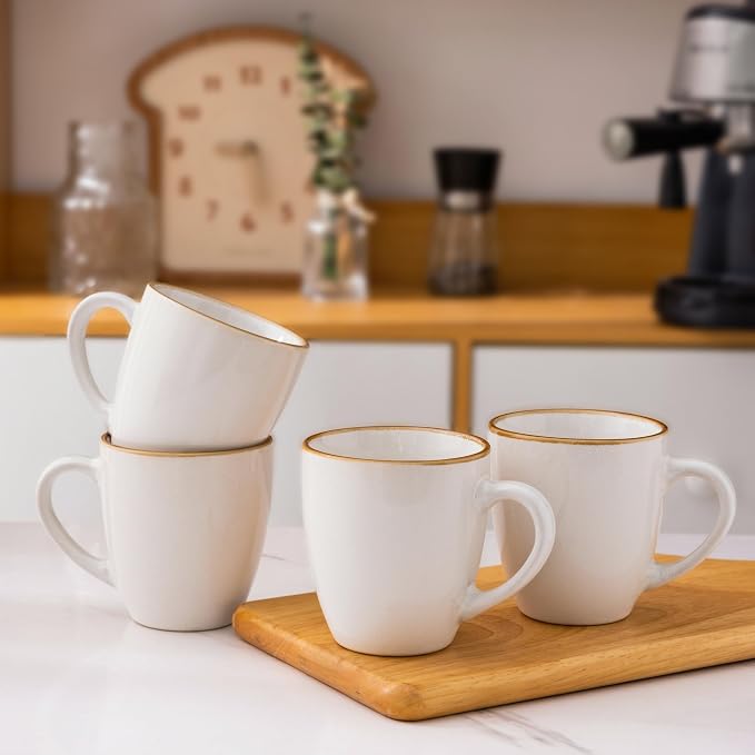 GBhome Ceramic Coffee Mugs Set of 4, 12oz Stoneware Coffee Mugs Set For Dad Mom Women MEN, Light Weight Ceramic Coffee Cups for Latte/Tea/Beer/Hot Cocoa, Dishwasher & Microwave Safe