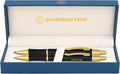 Dayspring Pens Monroe Pen and Pencil Set, Black Lacquer with Gold Accents, Custom Engraved — Graduation, Promotion, Anniversary, or New Job Gift