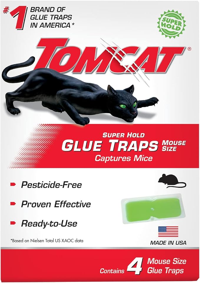 Tomcat Super Hold Glue Traps Mouse Size, 32 Traps | For Mice, Cockroaches, Spiders, and Scorpions, Ready-To-Use, 8 Packages Each with 4 Glue Traps