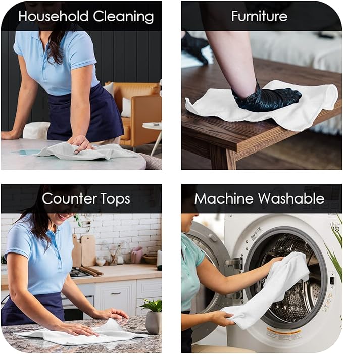 Avalon Towels Microfiber Cleaning Cloths (Value Pack of 12) - Size 12 x 12 Inches, Highly Absorbent Cleaning Rags, Lint Free, Reusable and Washable, Microfiber Towels for Cars