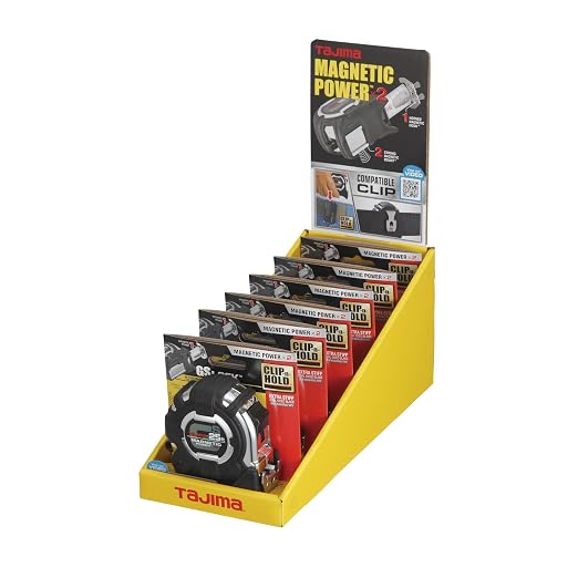 TAJIMA Tape Measure - 25ft x 1in GS-Lock Measuring Tape with Dual Magnetic Power & Compatible Clip - GS-SC25BW