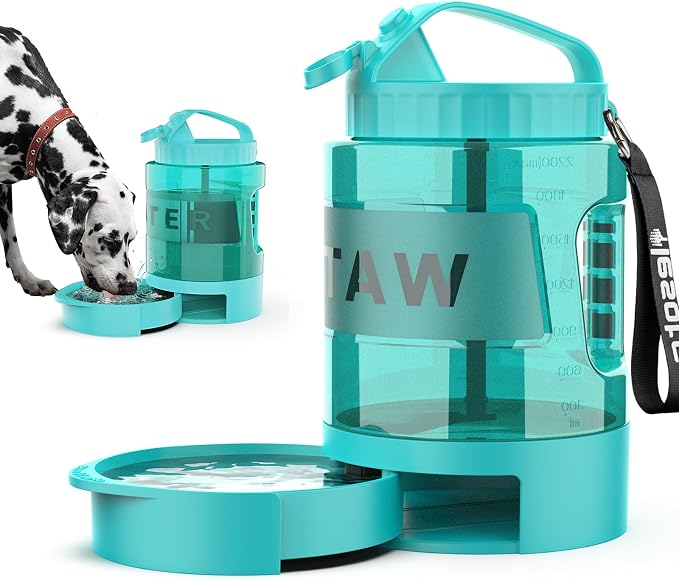 77oz Portable Dog Water Bottle, Large Travel Water Bowls for Dogs Camping Essentials Hiking Park Traveling Beach Walk Accessories, Dog Water Bowl Dispenser with Pull-Out Drinking Bowl, BPA Free