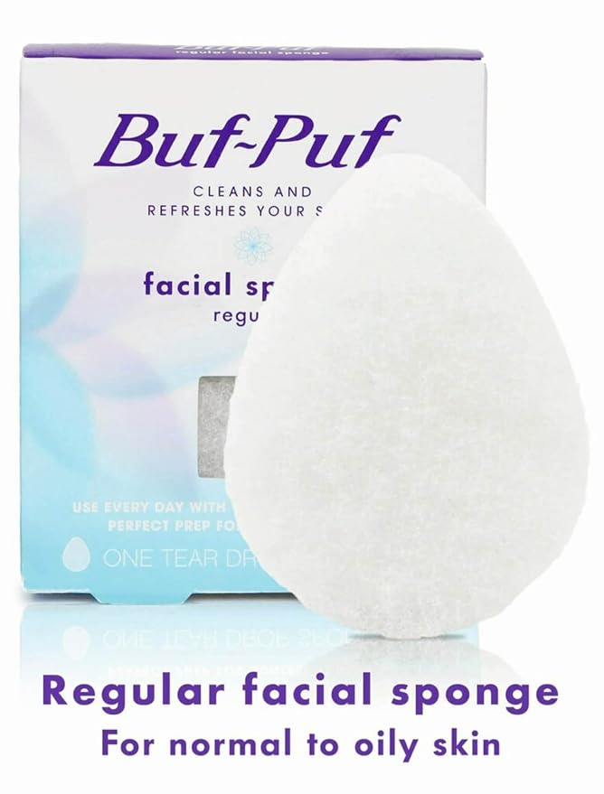 Buf-Puf Facial Sponge, Dermatologist Developed, Removes Deep Down Dirt & Makeup That Causes Breakouts and Blackheads, Reusable, Exfoliating, White, 12 Count