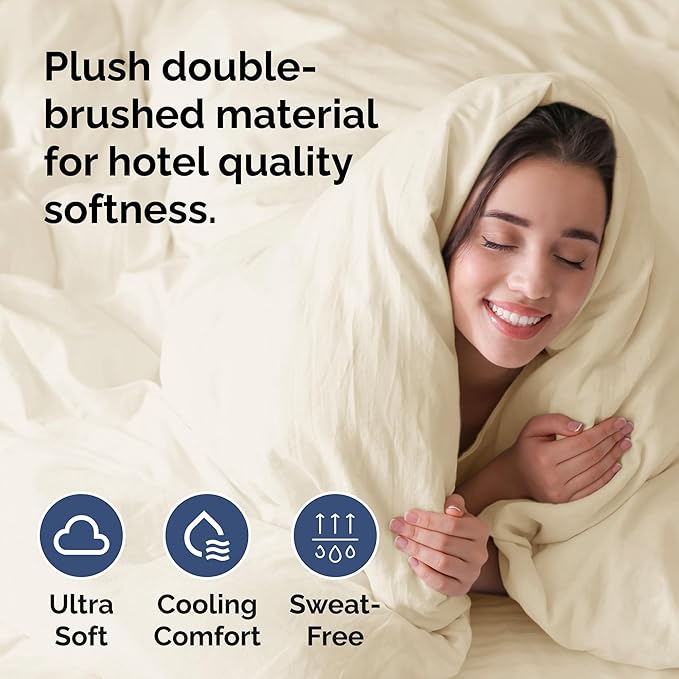 Duvet Cover Queen Size Set - Extra Soft Queen Duvet Cover 90" x 90" with 2 Pillow Shams for Women, Men, Kids & Teens - Hotel Luxury with Zipper Closures & Ties - Comfy, Cozy & Breathable (Off White)
