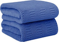 JML Microfiber Bath Towels, Navy, 30" x 60", 2 Pack | Hanging Hook, Lint Free, Oversized, Soft, Super Absorbent, Fast Drying, Use for Sport, Fitness, Yoga, Diamond Cross Grid