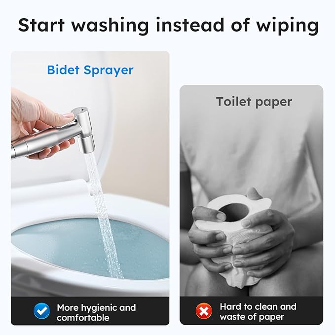 Arofa Handheld Bidet Sprayer for Toilet - 2 Pack Bidets Faucet for Existing Toilets Cloth Diaper Jet Sprayer, Stainless Steel Muslim Shower with Bidet Hose for Feminine Wash