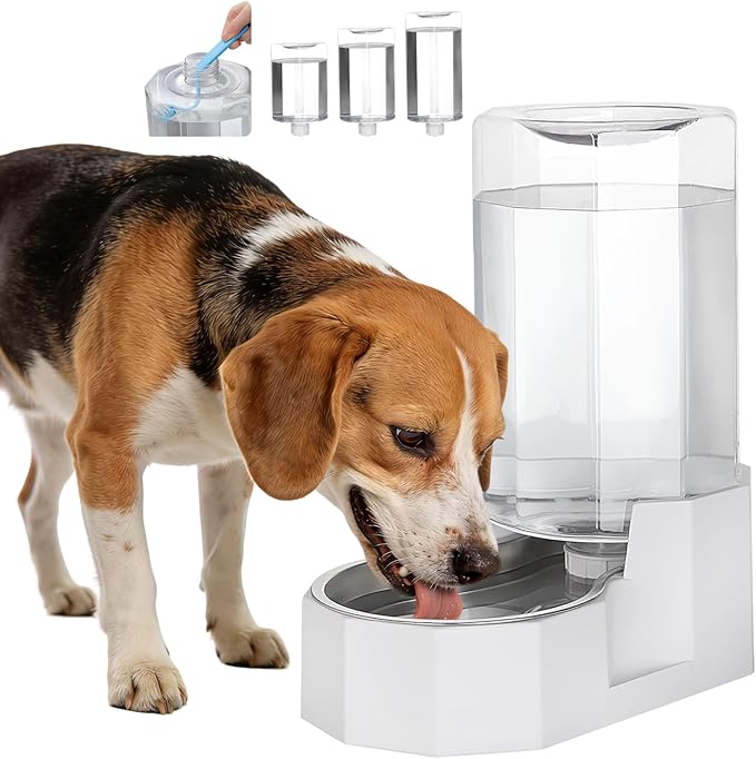 Sfozstra 8L Gravity Dog Water Dispenser:Stainless Steel Bowl | No Filter Maintenance/ Non-Slip Base/Easy-Clean/for Living Room & Bedroom/Multi-Pet Friendly