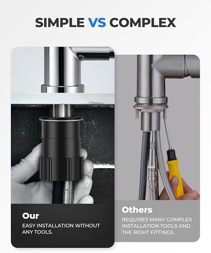 WEWE Kitchen Faucets with Pull Down Sprayer, Stainless Steel Single Handle 1 Hole for Family Kitchen Commercial Camper Laundry Rv Bar, Polished Chrome