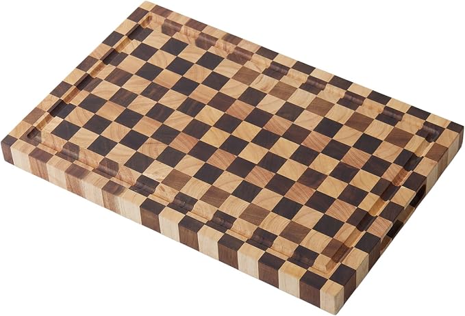 Acacia Wood Cutting Board (17x11x1.2'') Inch, Butcher Block for Kitchen, Premium Acacia Cutting Board with Juice Groove, End Grain Made of Sustainable Acacia Wood