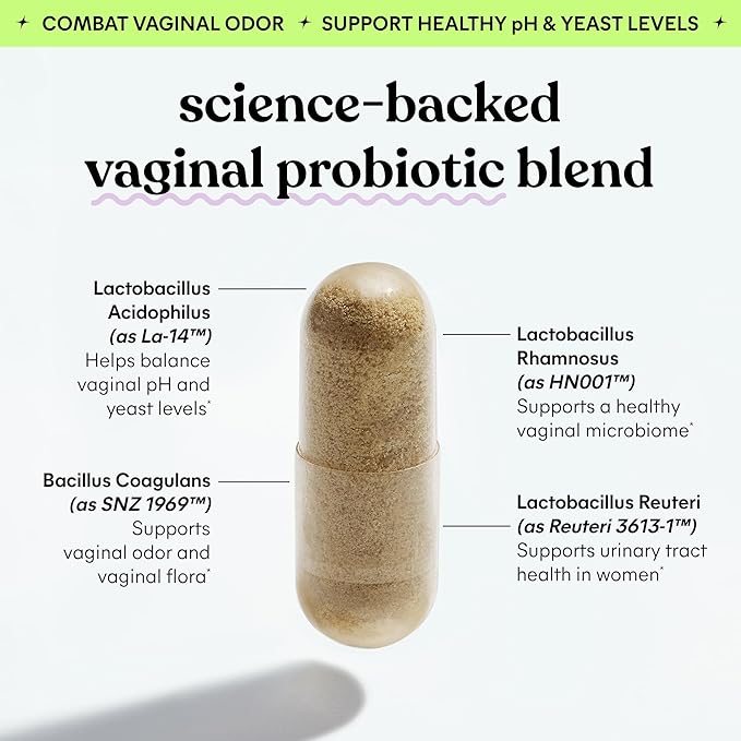Lemme Purr Vaginal Probiotics for Women - Promotes pH Balance, Healthy Vaginal Odor & Urinary Tract Health w/Lactobacillus Blend, Clinically Tested Strains, Pineapple & Vitamin C - 60 Veggie Capsules