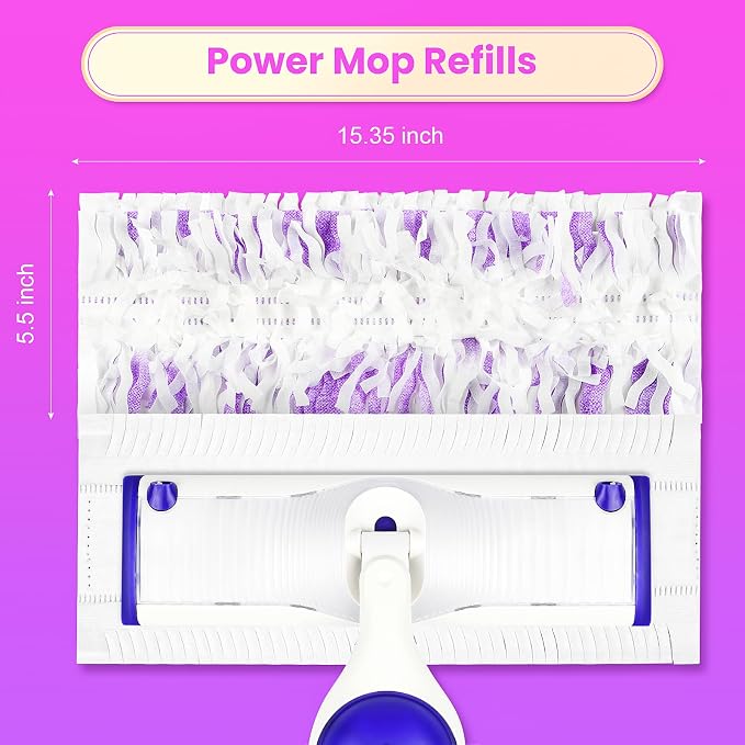 Pure Realm 40 Cout Power Mop Pads Refills for Powermop , Multi-Surface Disposablen swiffer Power Mop Pads，Unscented Spray Cleaning Repalcement Pads Refill