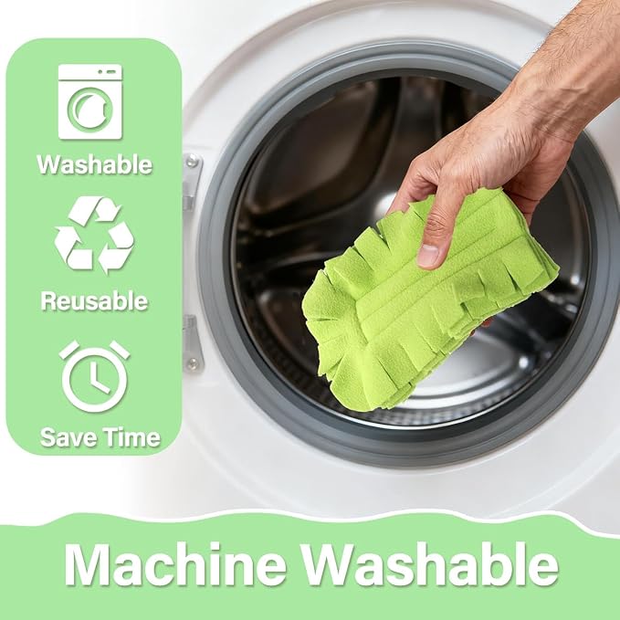 Reusable Chenille Microfiber Dust Duster,360° Electrostatic Dusters for Cleaning,Washable Fleece Duster Refills with Handle for Every Surface in Your Home (3sets)