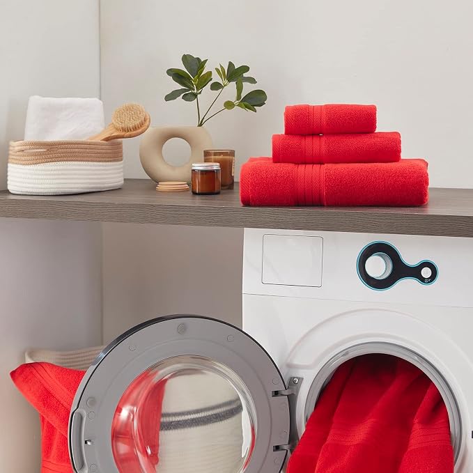 COZYART Luxury Bath Towels 2 PCS, Red 100% Turkish Cotton 650 GSM | OEKO-Tex 100 Certified Zero Twist Ring Spun, Soft Absorbent Quick Dry, Plush Fluffy, Breathable Hotel Quality for Daily Use