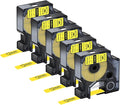 NineLeaf 5 Pack Compatible Labels Tape Replacement for Dymo 18056 1/2 inch Black on Yellow Heat Shrink Tube Labels 12mm x 1.5m for Wires and Cables Use in Rhino 4200 5200 5000 6000 3M Label Maker