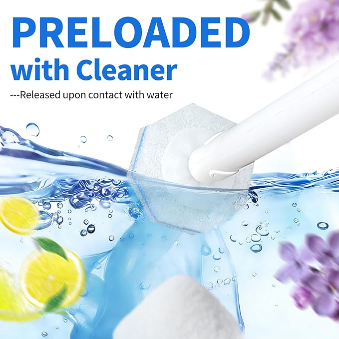100 Count Toilet Bowl Wand Refills for Clorox, 4X Cleaning Power Toilet Bowl Cleaner Refill Pads for Clorox Wand System, Disposable Toilet Brush for Bathroom Cleaning，Light Scent