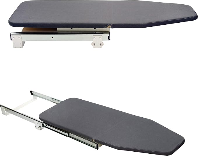AKOZLIN Retractable Pull Out Ironing Board Closet Sliding Out Swivel Iron Board Mounted in Drawer with Heat Resistant Ironing Cover, Board Size: 31.88"*13", Gray