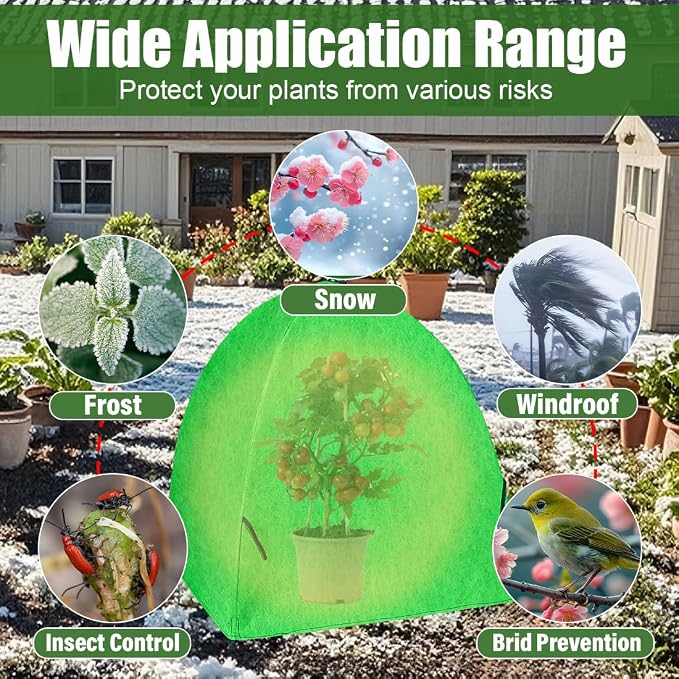 Plant Covers Freeze Protection for Winter, Outdoor Garden Frost Cover for Plants,Reusable Shrub Blankets Bags, Potted Fruit Vegetable Sall Tree Pest Protector(Felt,2-Pack)