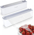 2 Pack Magnetic Plastic Wrap and Foil Dispenser with Cutter, Upgrade Large Size Fits Max 12.8In x 984Ft Cling Film, Adhesive Wall Mounted Aluminum Foil and Wrap Organizer Holder for Kitchen