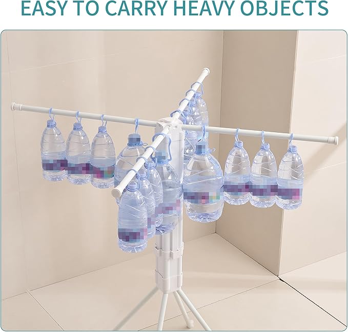 JOOM 4 Legs Clothes Drying Rack, Garment Rack Portable and Foldable Space Saving Laundry Drying Rack - Drying Rack Clothing 4rods16 Clips,Floor Folding Balcony Bedroom Household