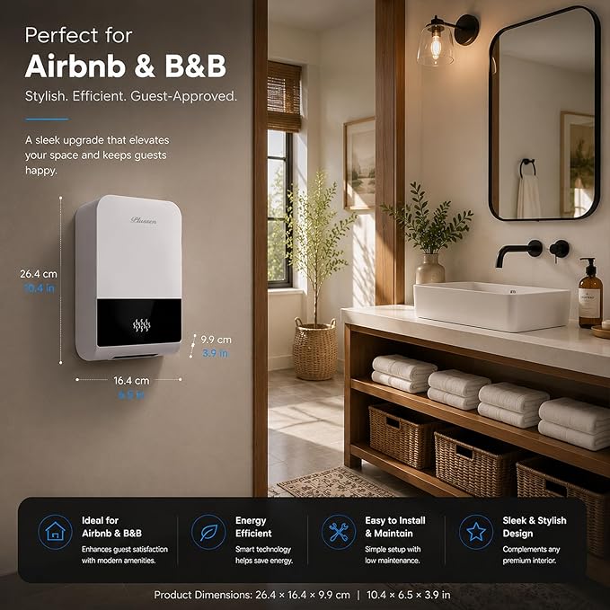 Commercial Hand Dryer, ADA Compliant Ultra Slim (3.89"), High Speed Automatic Electric Hand Dryers for Bathrooms, 1000W Energy Efficient, Washable Filter, LED Indicator, 110V Plug-in