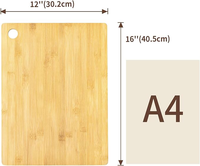 Utoplike Bamboo Cutting Board 16 x 12 in, Chopping Boards with Juice Groove | for Meat, Vegetables, Fruits, for Kitchen Countertop, 0.55"Th
