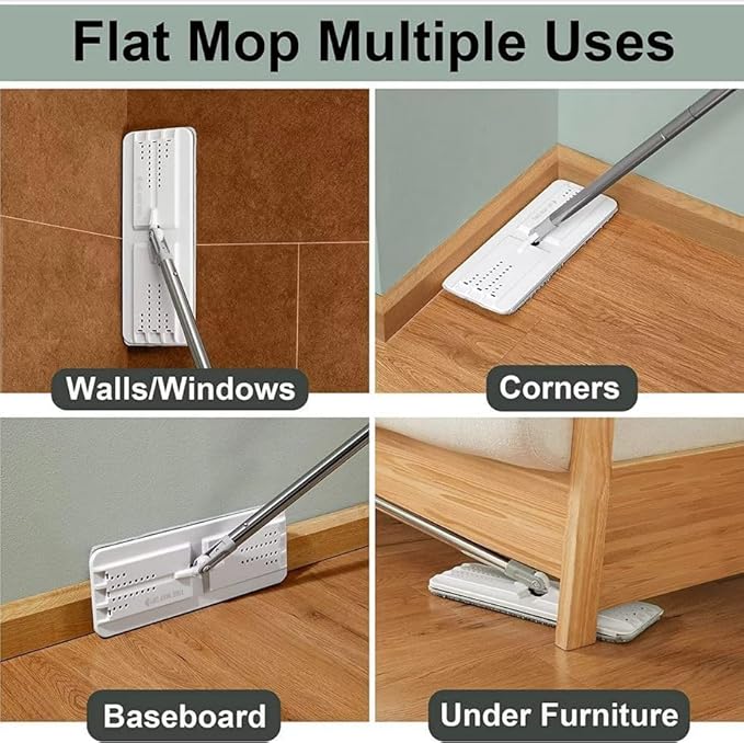 JOYMOOP Mop and Bucket Set, Dust Mops for Floor Cleaning, Wall Mop with 2 Microfiber Mop Head Replacement
