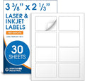 2 1/3" X 3 3/8" Matte White Printable Labels (30 Sheets, 240 Stickers) Name Tag Stickers, Address and Shipping Labels for Laser & Inkjet Printers - Spartan Industrial Template R013